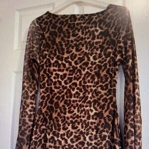 Leopard Print Long Sleeve Dress